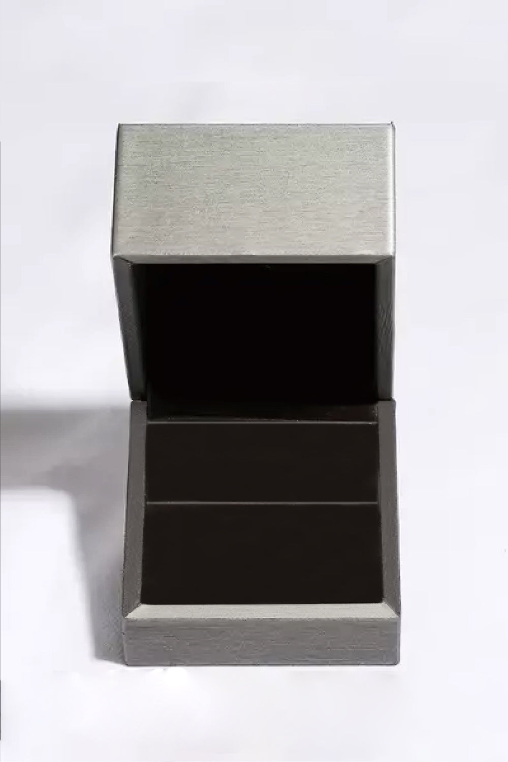Jewelry gift box packaging with open lid and empty interior