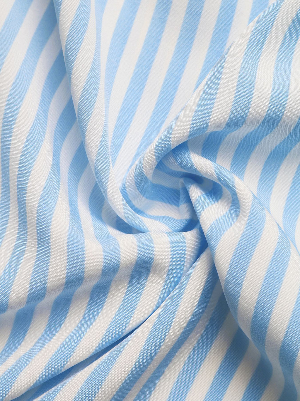 Blue and white striped woven fabric with soft drape texture