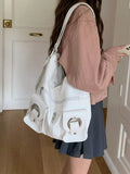 Convertible pocket handbag, white; front buckles and dual top handles